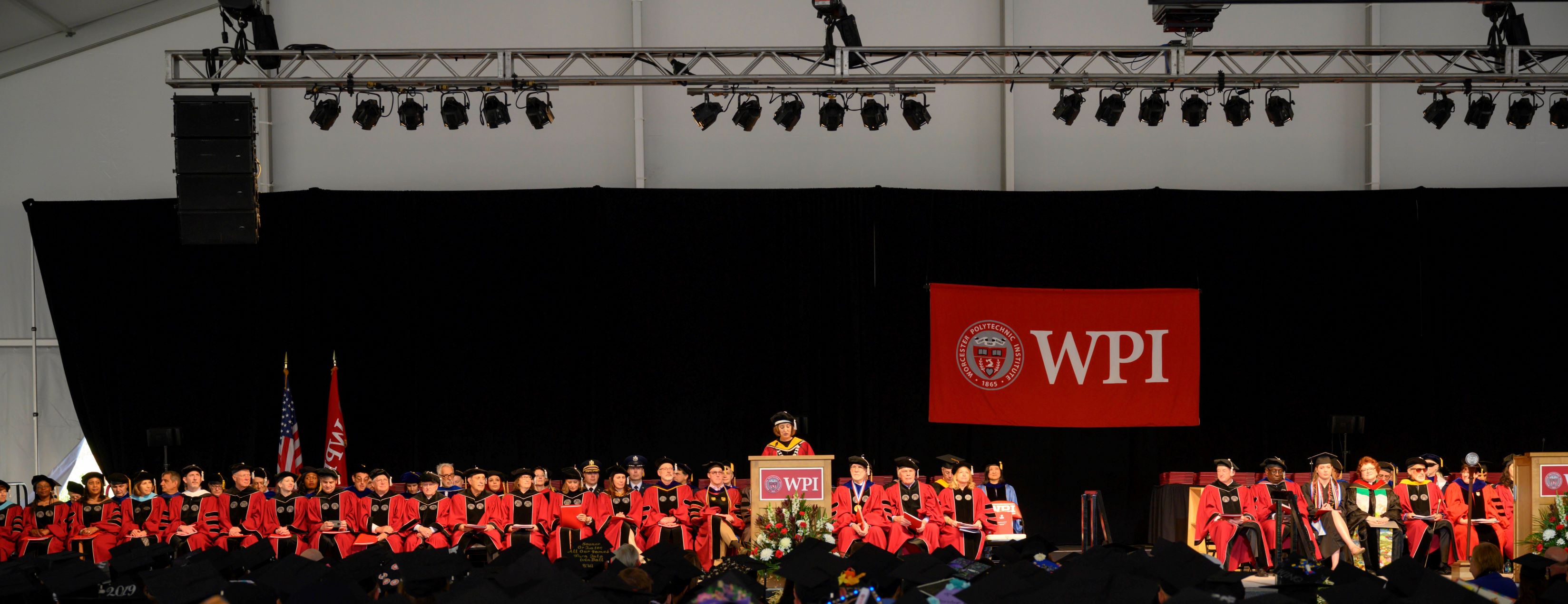 WPI President Laurie Leshin speaks at Commencement