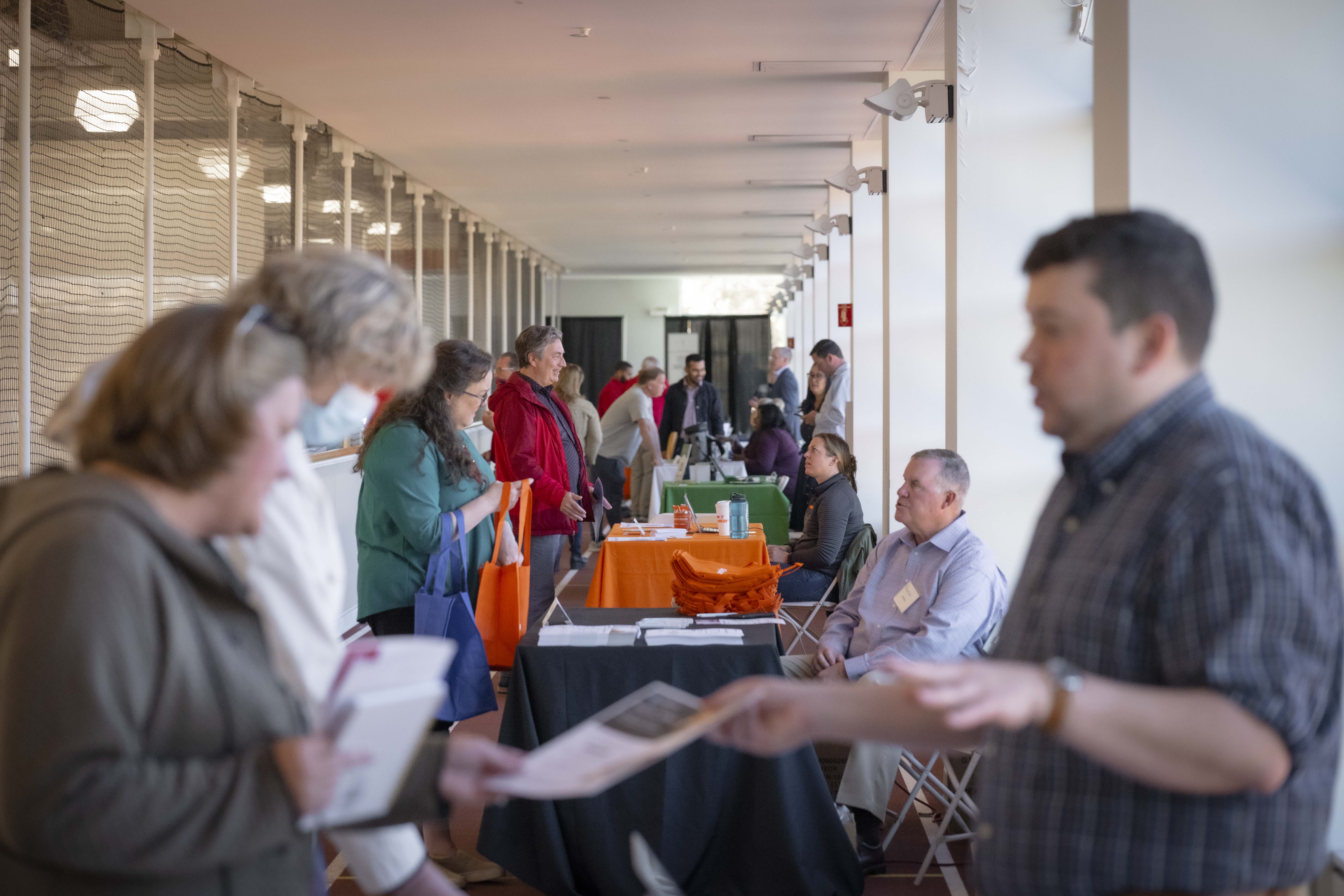 An image of the benefits fair 22’ in the second floor of the gym.