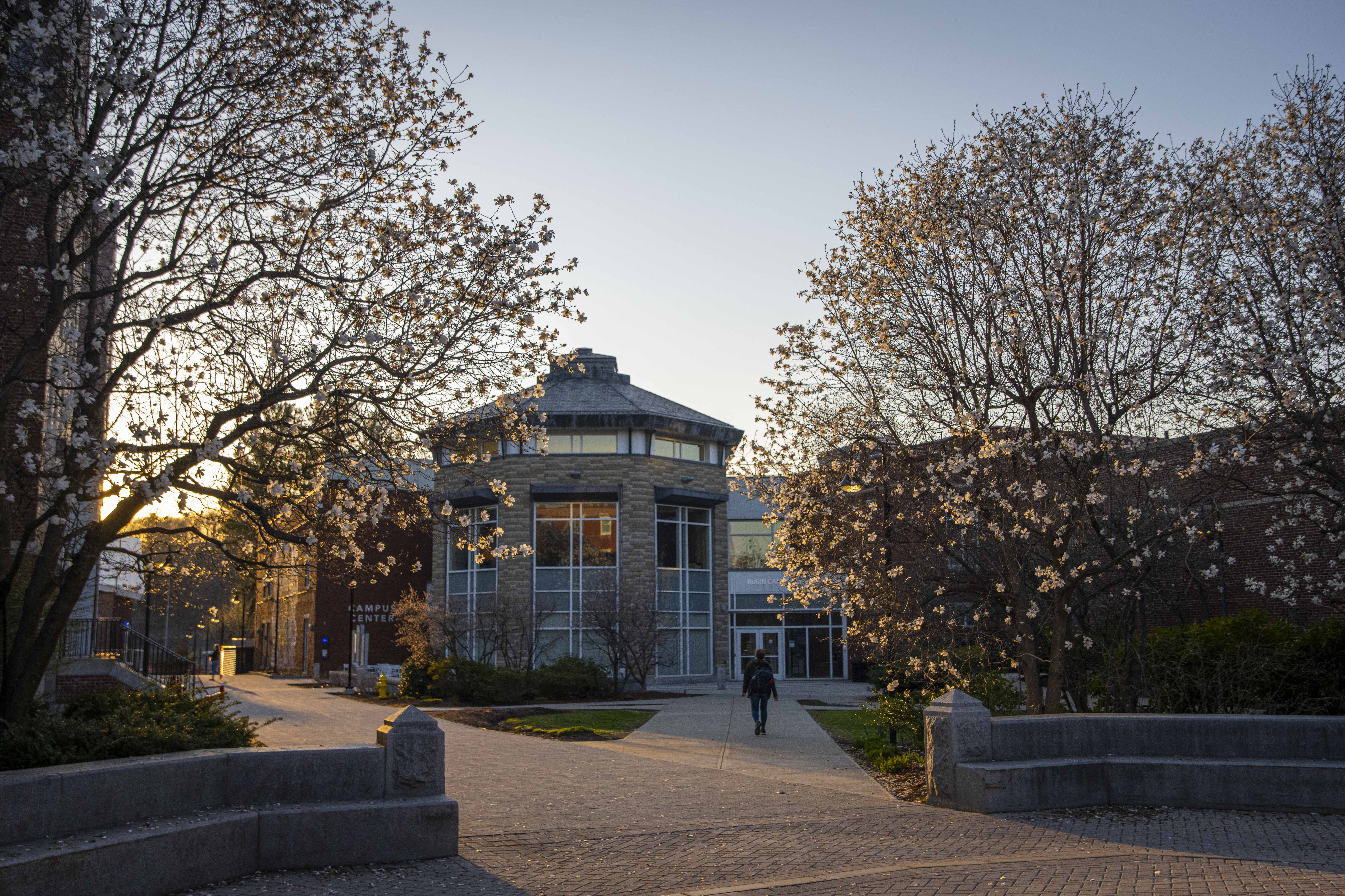 The Ruben Campus Center at the start of spring.