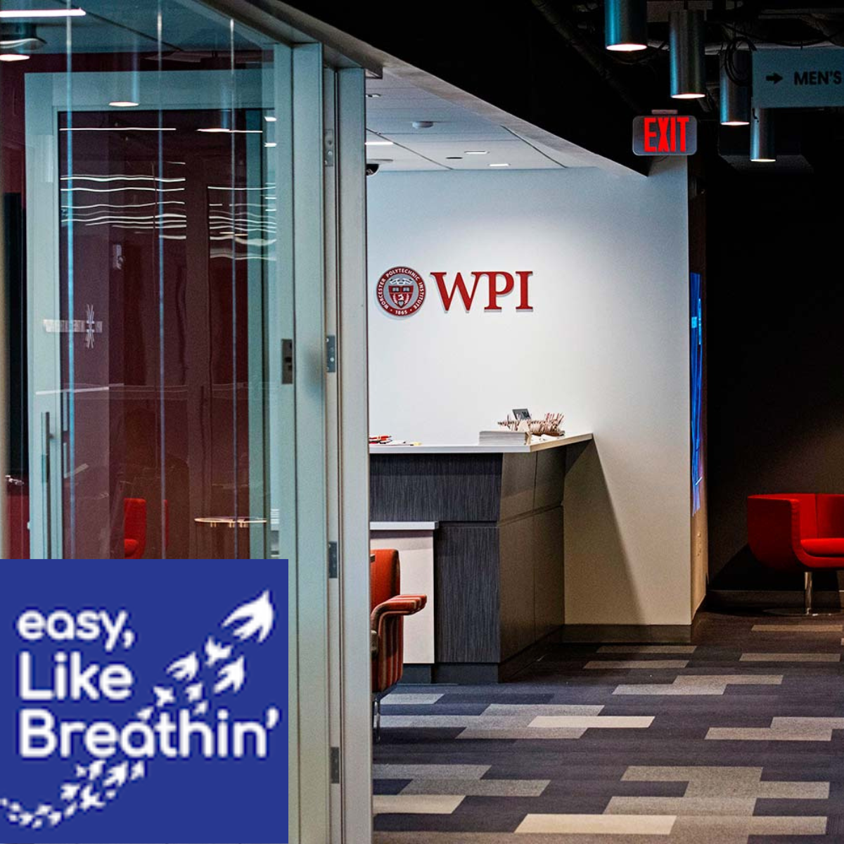 picture of WPI seaport office with Like Breathin’ logo