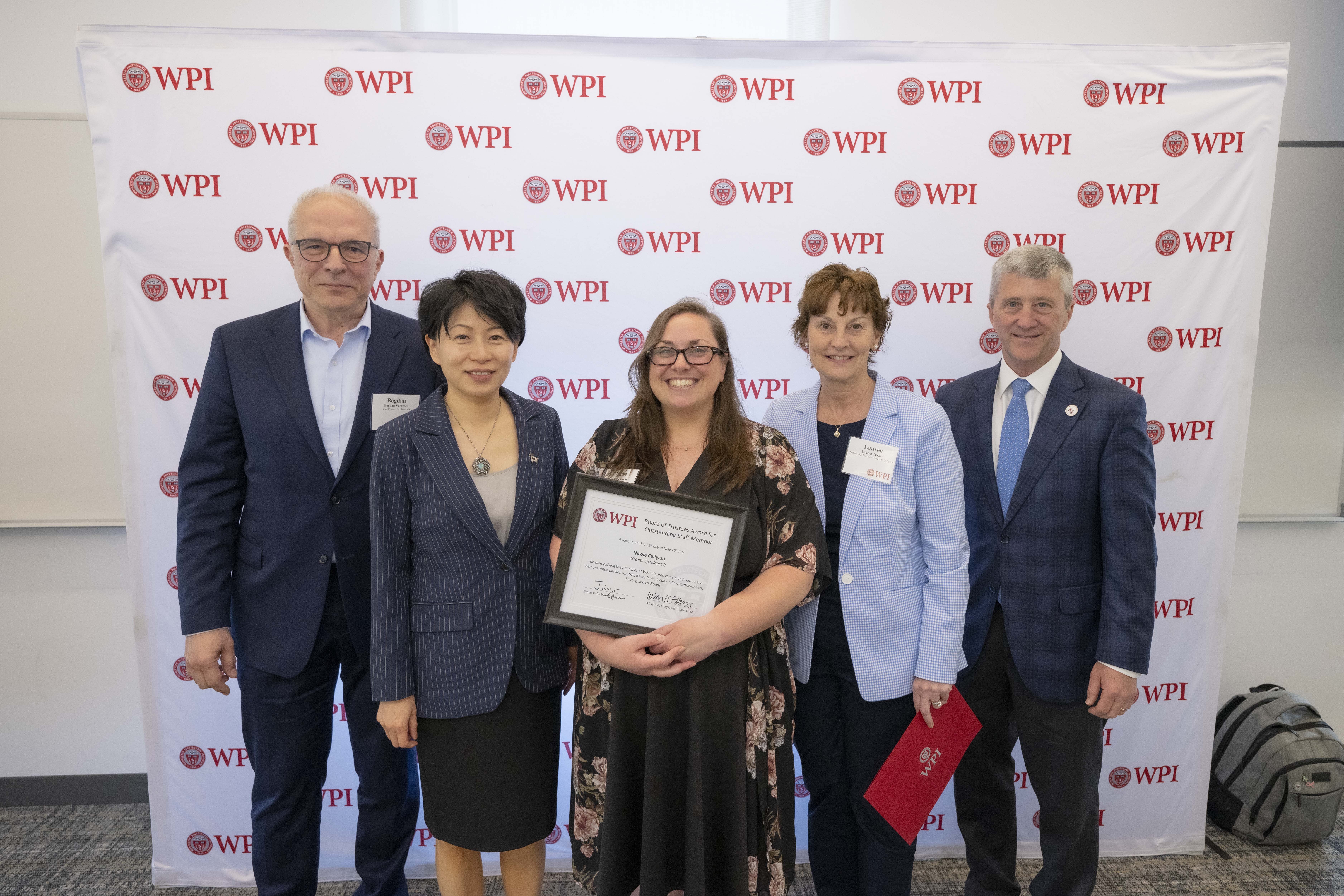 Bogdan Vernescu, Grace Wang, Nicole Caligiuri, Lauren Turner, and Bill Fitzgerald at the May 12, 2023 Board of Trustees Luncheon