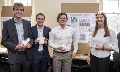 students with research poster