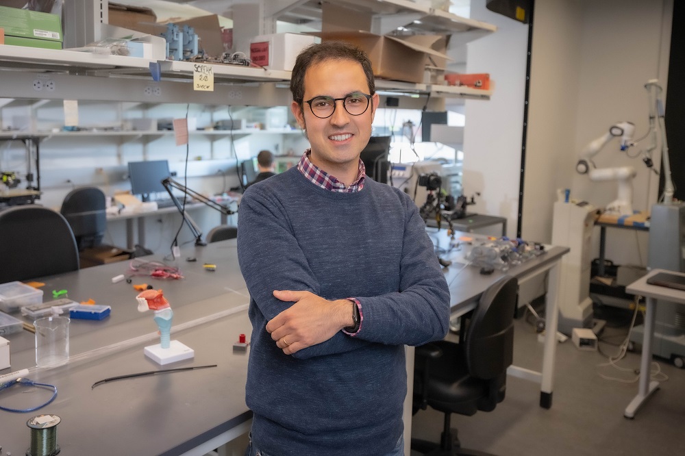 Loris Fichera in his lab