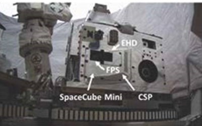 The WPI experiment (labeled EHD) was contained in this package flown to the ISS on a SpaceX rocket