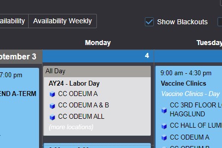 Blackout on Calendar View