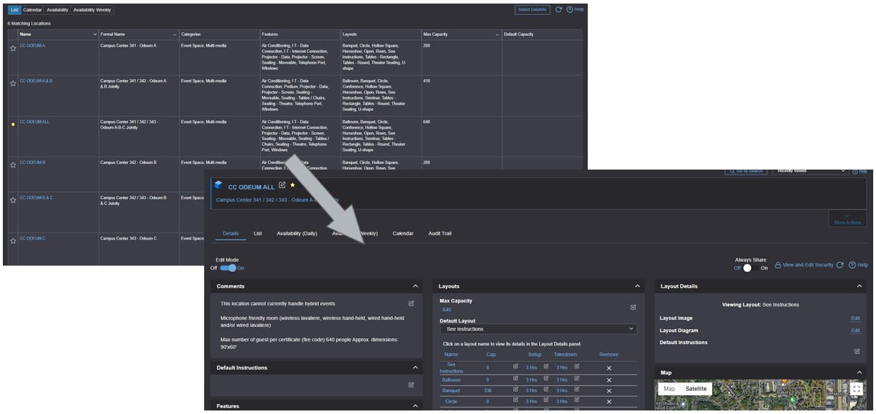 Location Search Results - List View and Location Details