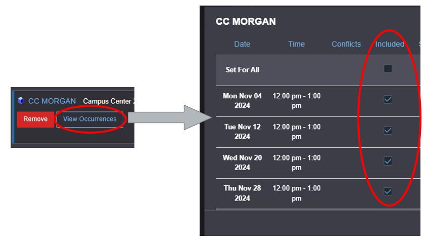 25Live Event Form Location Occurrences