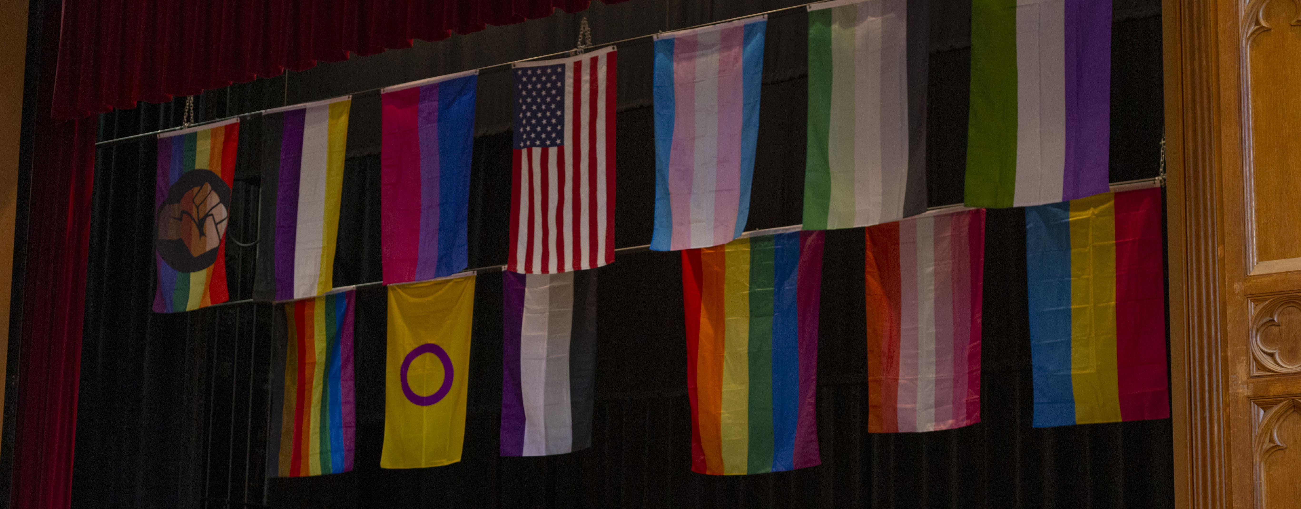 Flags in Alden Hall