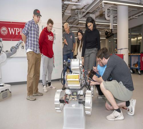 students working on an AI project