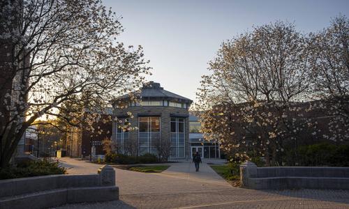 image of campus center and fountain area in spring