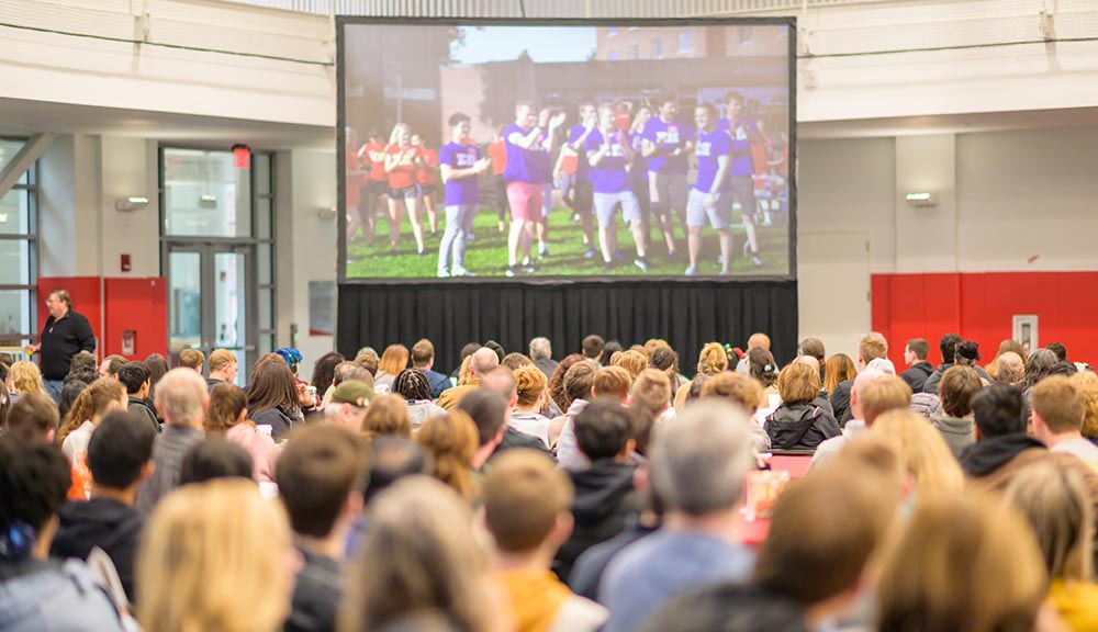 Admitted students and their families attended one of WPI’s open houses in the Sports &amp; Recreation Center.