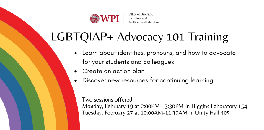 LGBTQIAP+ Advocacy 101 Training flyer
