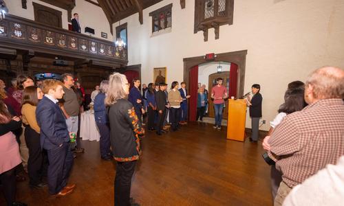 President Grace Wang addresses reception for President’s IQP Awards