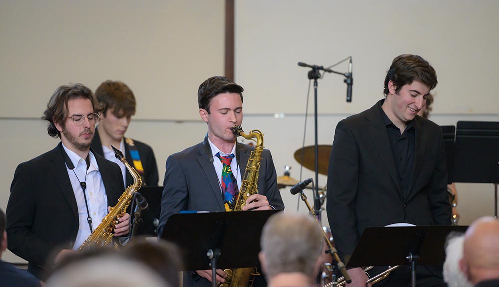 Members of WPI’s jazz bands during a performance.