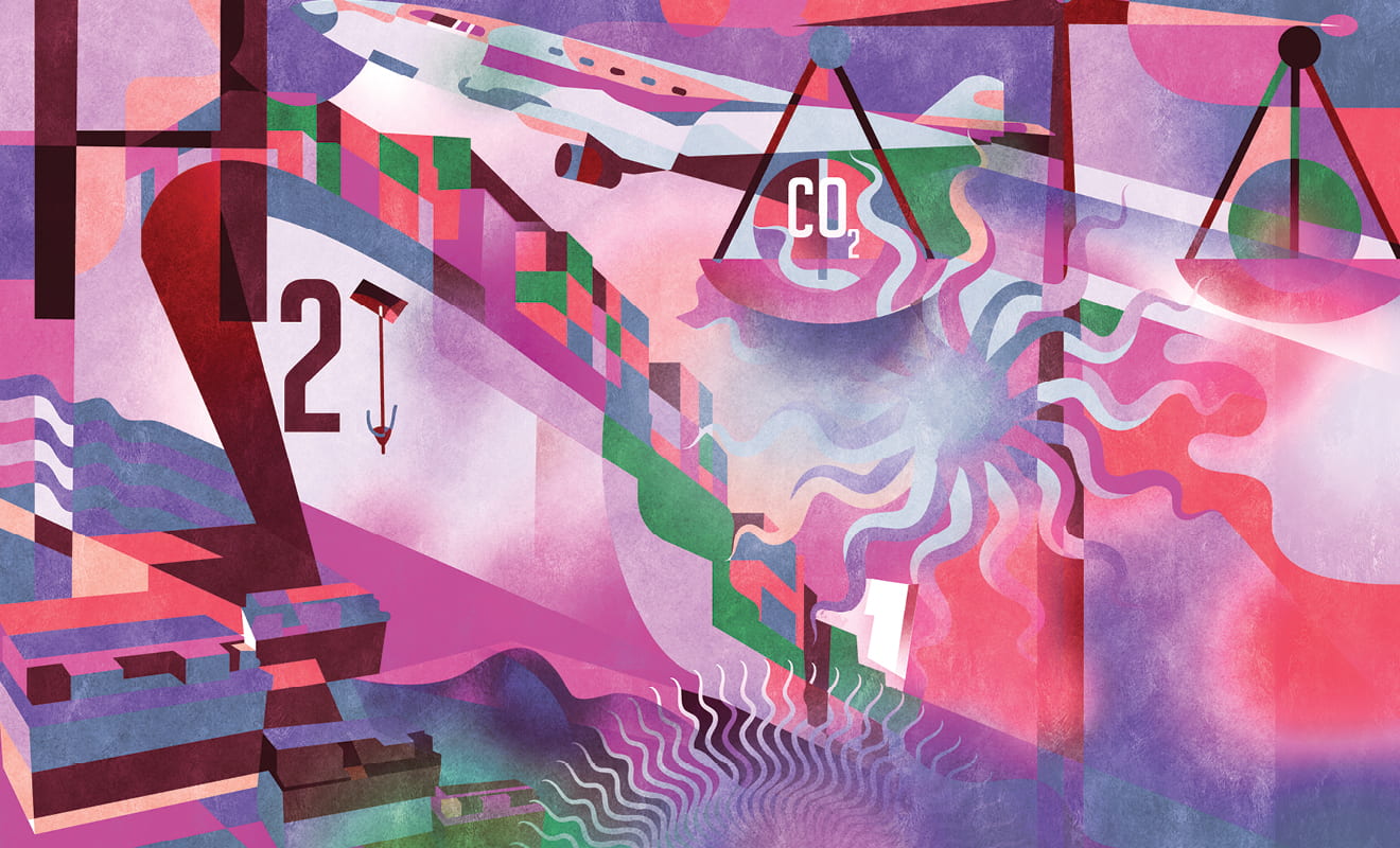 An illustration of energy technologies that could address climate change.