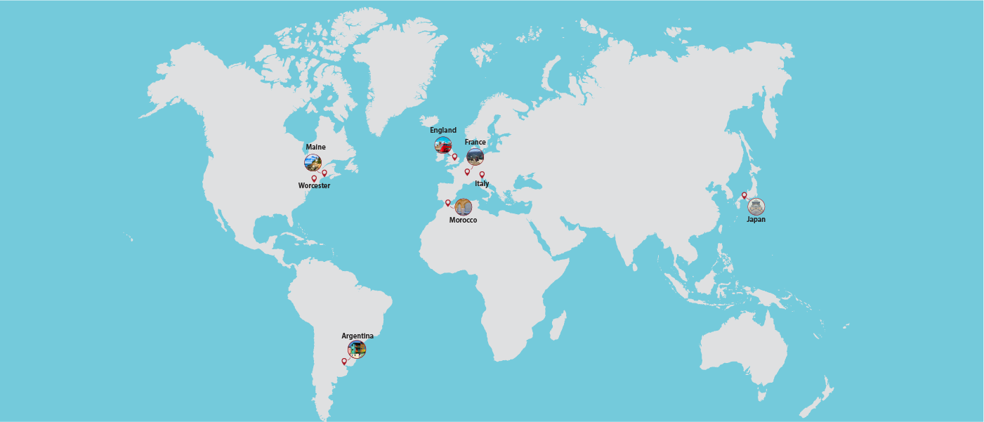 map with several cities marked for the Global Projects Program project centers