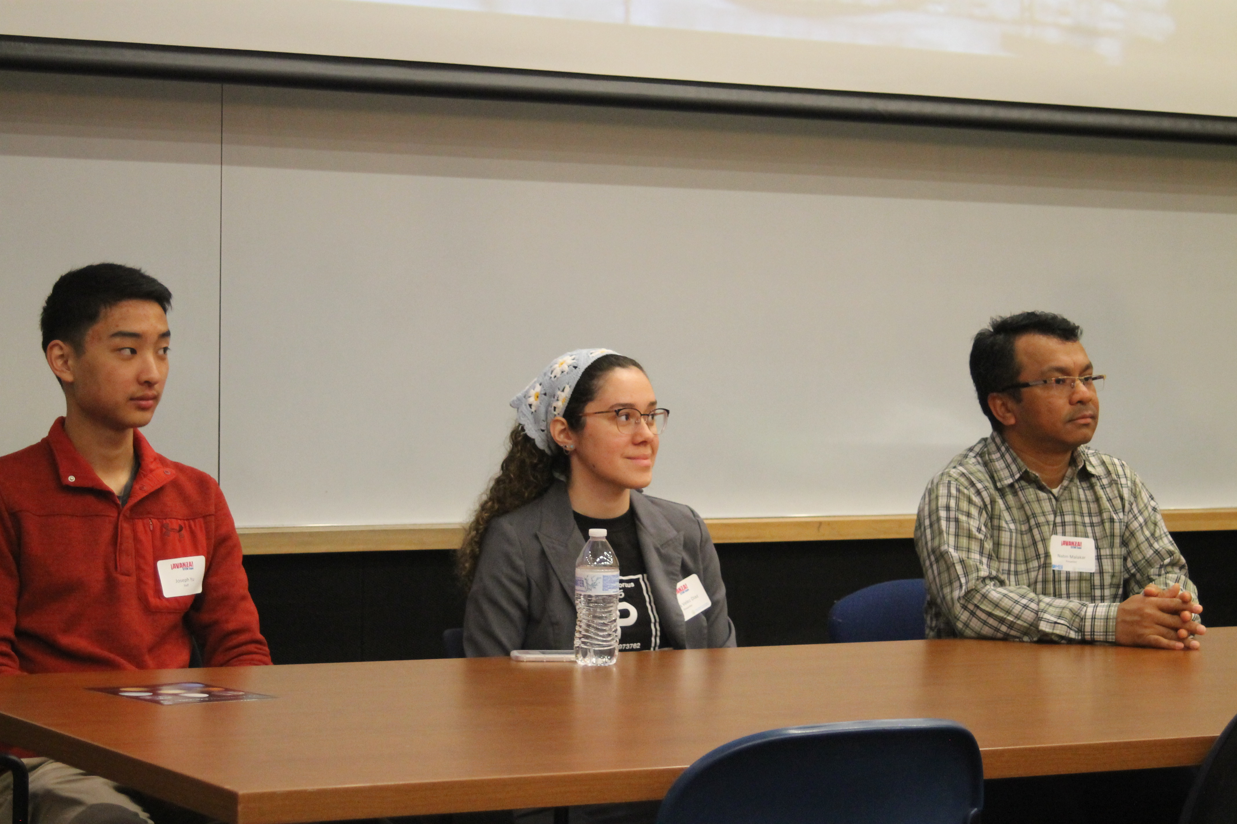 WPI student Joelis Velez Diaz, a Chemical Engineer with an environmental concentration, and Joseph Yu, a Mass Academy high school student, were among the guest speakers on a panel.