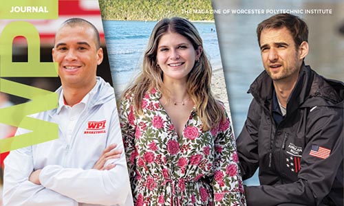 A collage of photos from the Spring 2024 issue of the WPI Journal.
