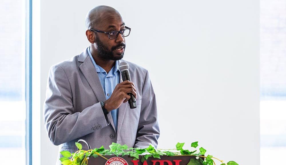 Arnold Lane addresses attendees at this year’s Lavender Commencement Ceremony.