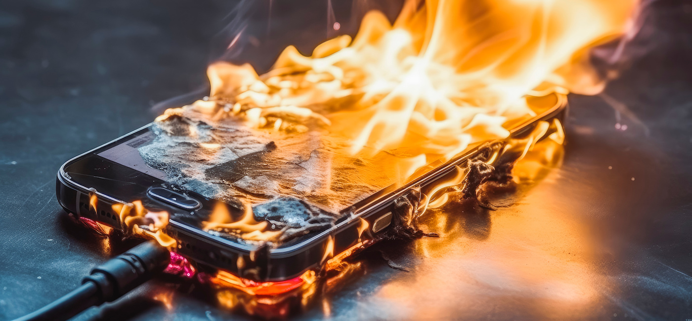 A phone battery explodes while plugged in