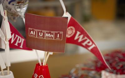 a collection of WPI alumni banners