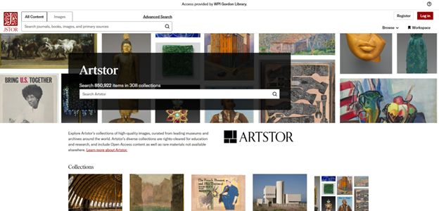 Artstor homepage