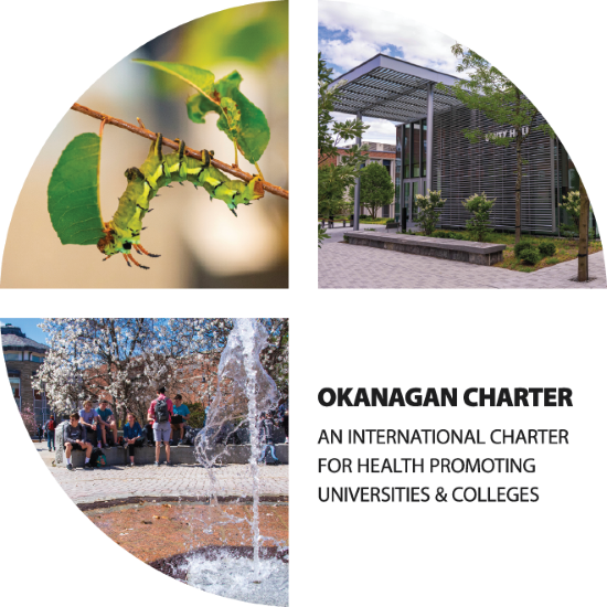 a quartered graphic of nature images and copy in the lower right quadrant