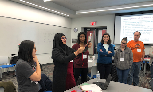 Stem educators grouping up to present their education project