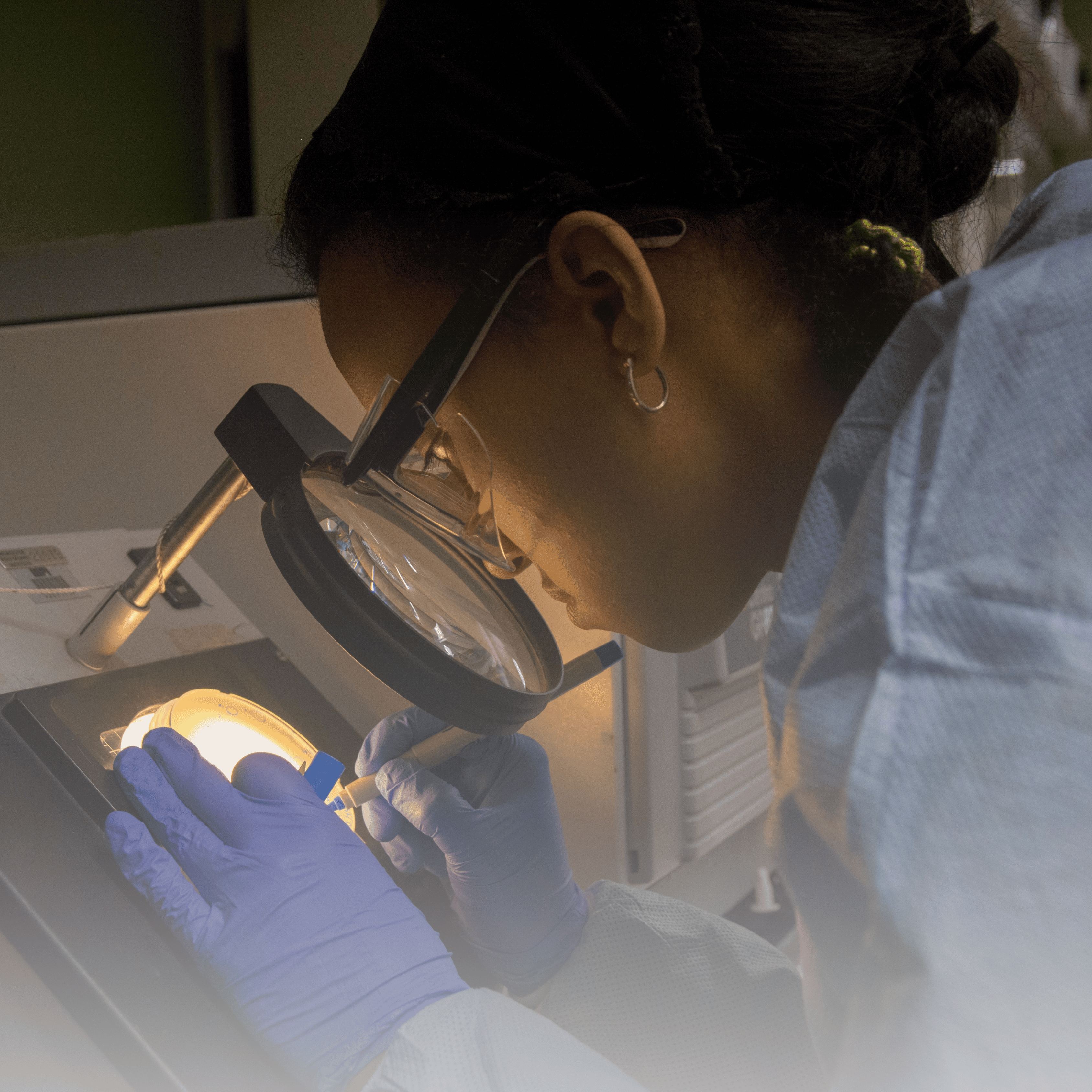 student doing research in lab