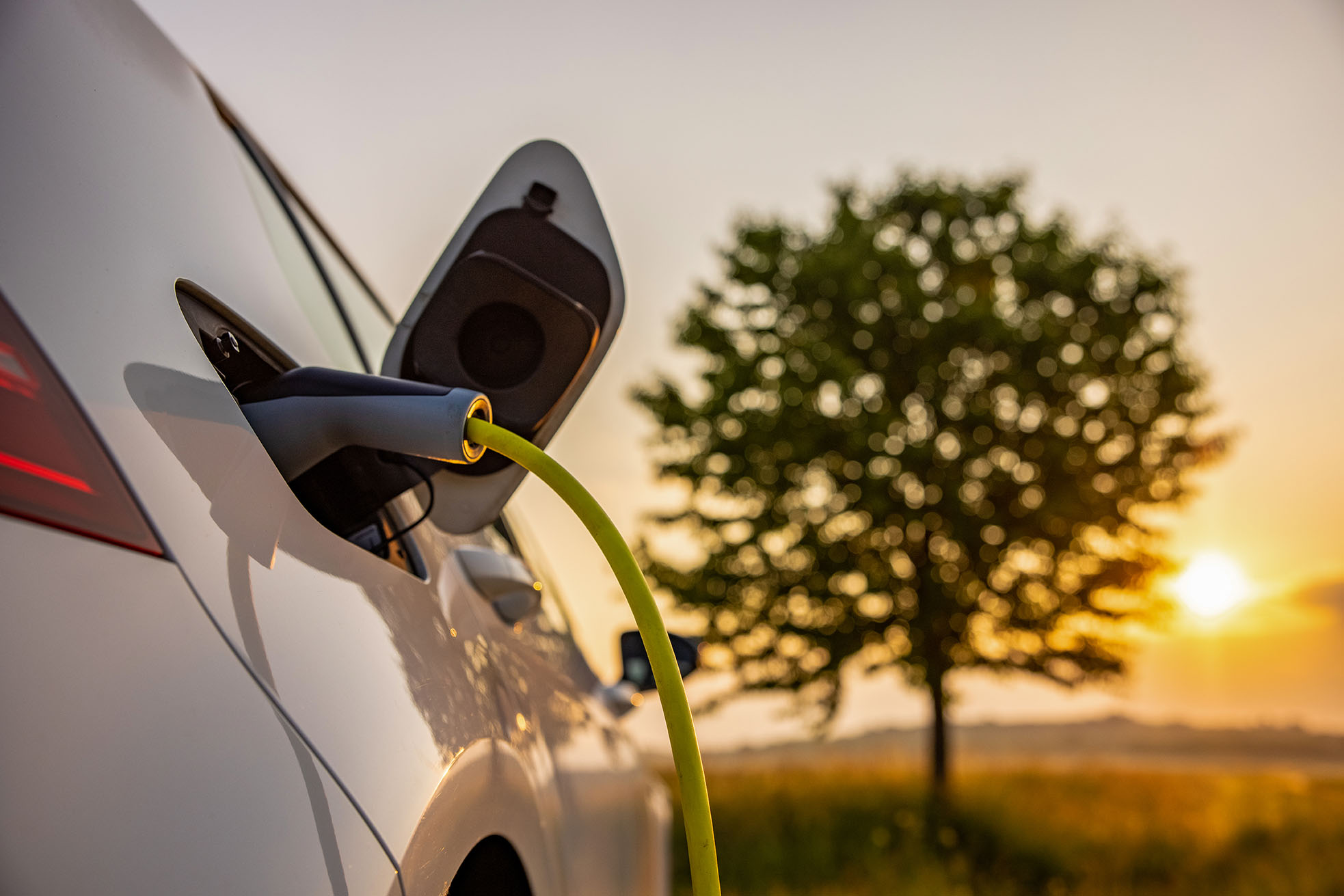 EV car at the charging station.