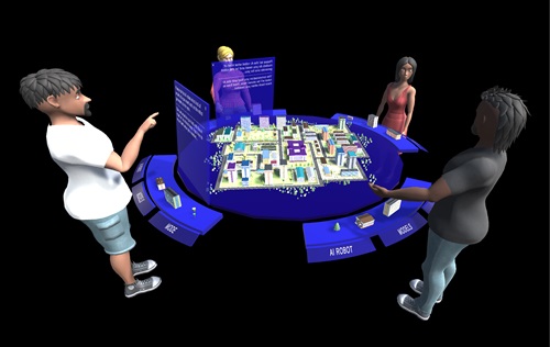 An AI-generated image shows people collaborating with an AR design.