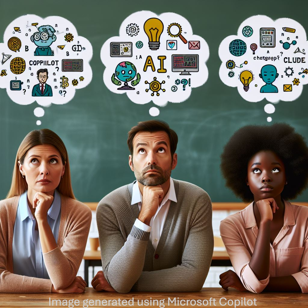 Image showing 3 teachers thinking about AI tools