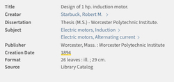 Citation for 1894 Thesis by Robert Starbuck