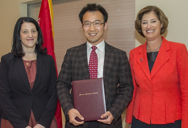 Tan Zhang with Dean Camesano and President Leshin