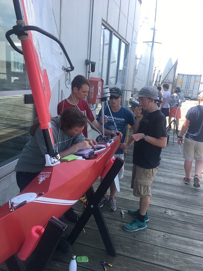WPI team works on the sailboat