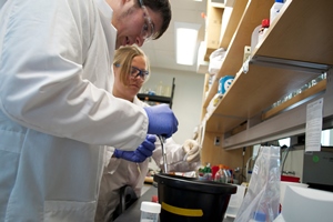 Michael Giroux and Kayla DeSanty in the lab.