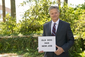 Michael Vaudreuil shares a light moment in celebrating his new job at Pratt & Whitney.