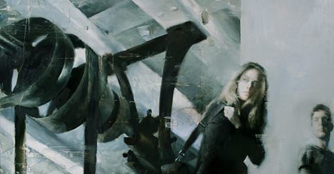 Britt Snyder had four pieces on display, including Gears (2014, oil on panel)