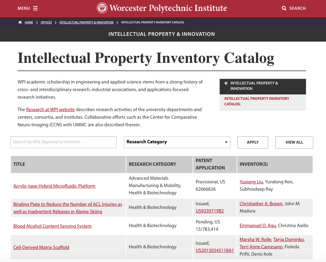 Patent Catalog