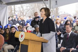 President Leshin said that watching the progress of the bridge project made her feel like the proud parent of “wicked smaht” students with a “maker mentality.”
