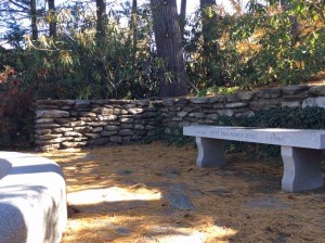 A bench was placed in the meditation area in memory of Army 1st Lt. Ryan Patrick Jones ‘05, who died at the age of 23 in May 2007, of wounds he suffered when his vehicle struck a roadside bomb in Baghdad.
