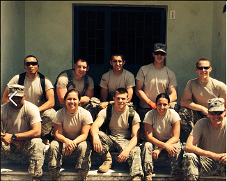 Brian Amato, bottom row center, and Matthew Nicholson, top row center, were part of a 10-member team with cadets from all over the country.