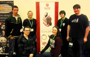 The iGEM team, front row, Alex Turland, Shawna Henry; back row, Corbyn Lamy, Kayla DeSanty, Chloe LaJeunesse, Michael Giroux