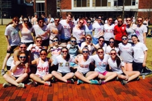 Members of WPI’s six sororities pose during Greek Week 2015, an annual celebration of Greek life.