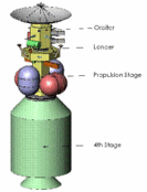 A rendering of the spacecraft that Conn Dickson’s group at NASA Academy designed to probe Saturn’s moon Enceladus for water, from orbit and with a lander.