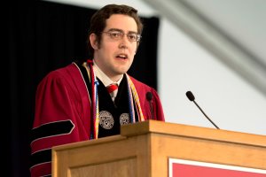 Student speaker Shaymus Hudson told the graduates they had ’climbed the heights of academia, and so have also conquered yourselves.’